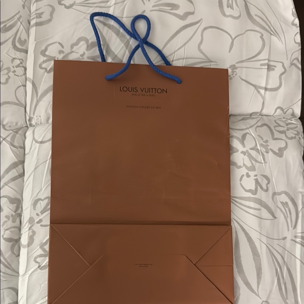 Louis Vuitton Tan Bag with Blue Rope Handles
